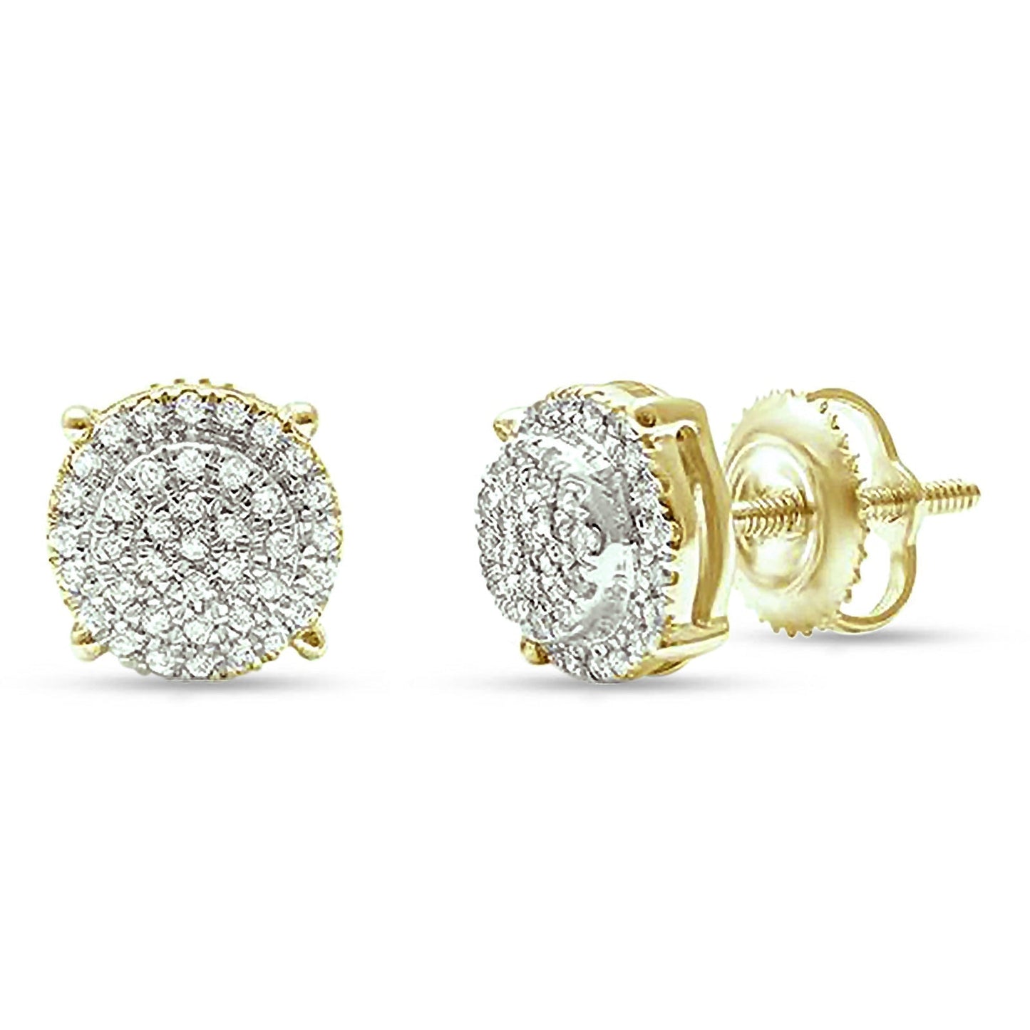 14kt Solid Yellow Gold Round Diamond Cluster Stud Earrings Wholesale