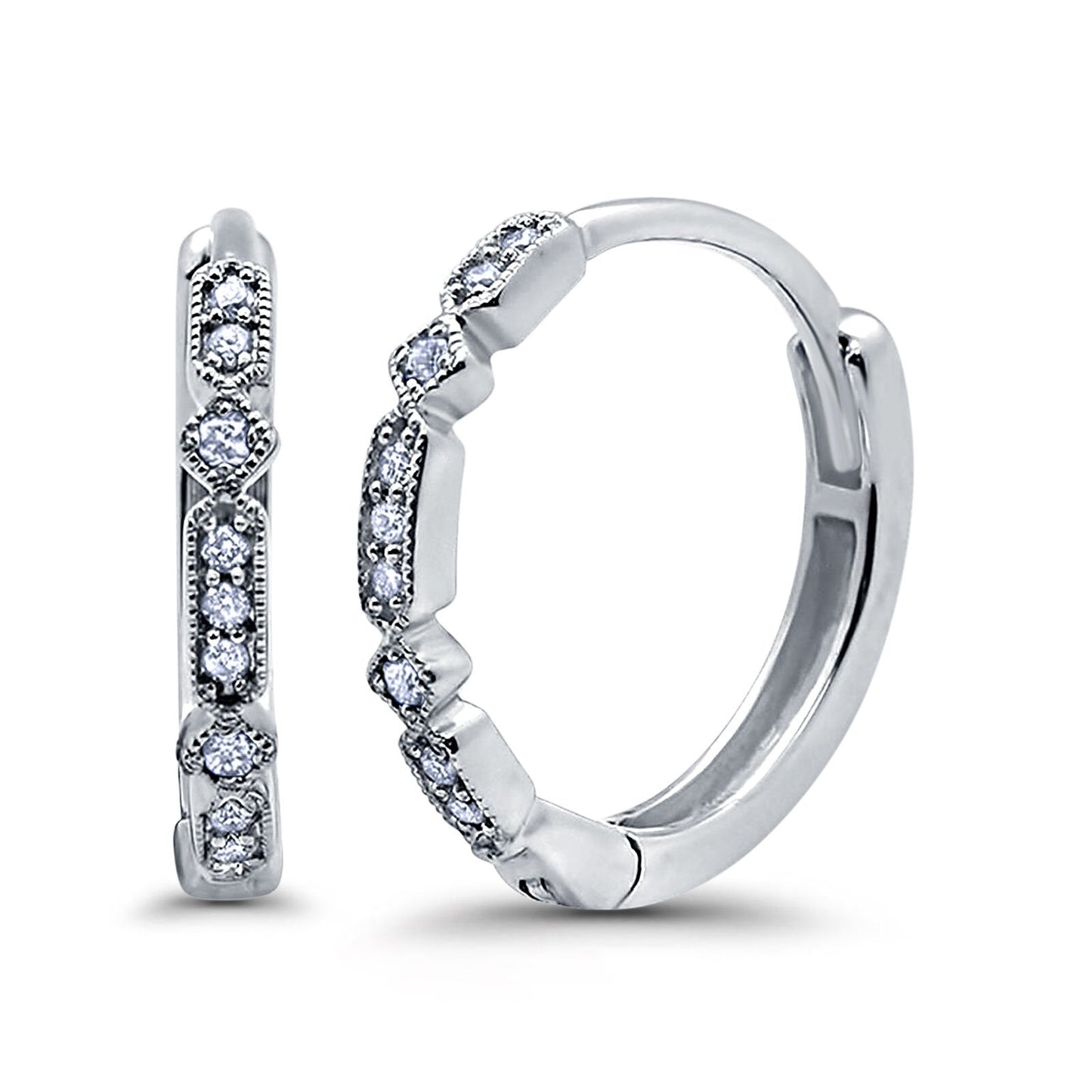 14K White Gold .09 Carat Diamond Earrings