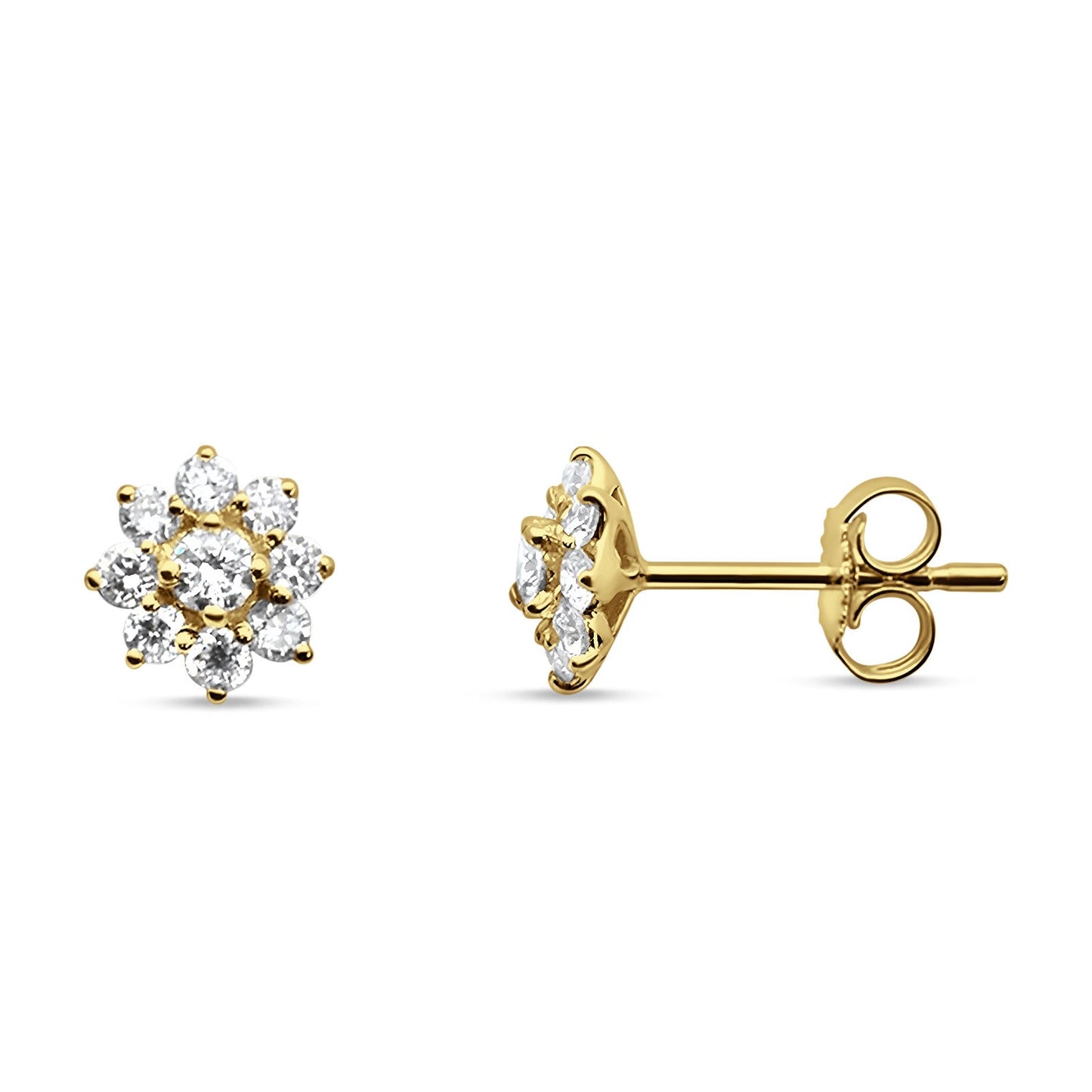 Diamond Flower Stud Earrings 14K Yellow Gold 0.54ct Wholesale