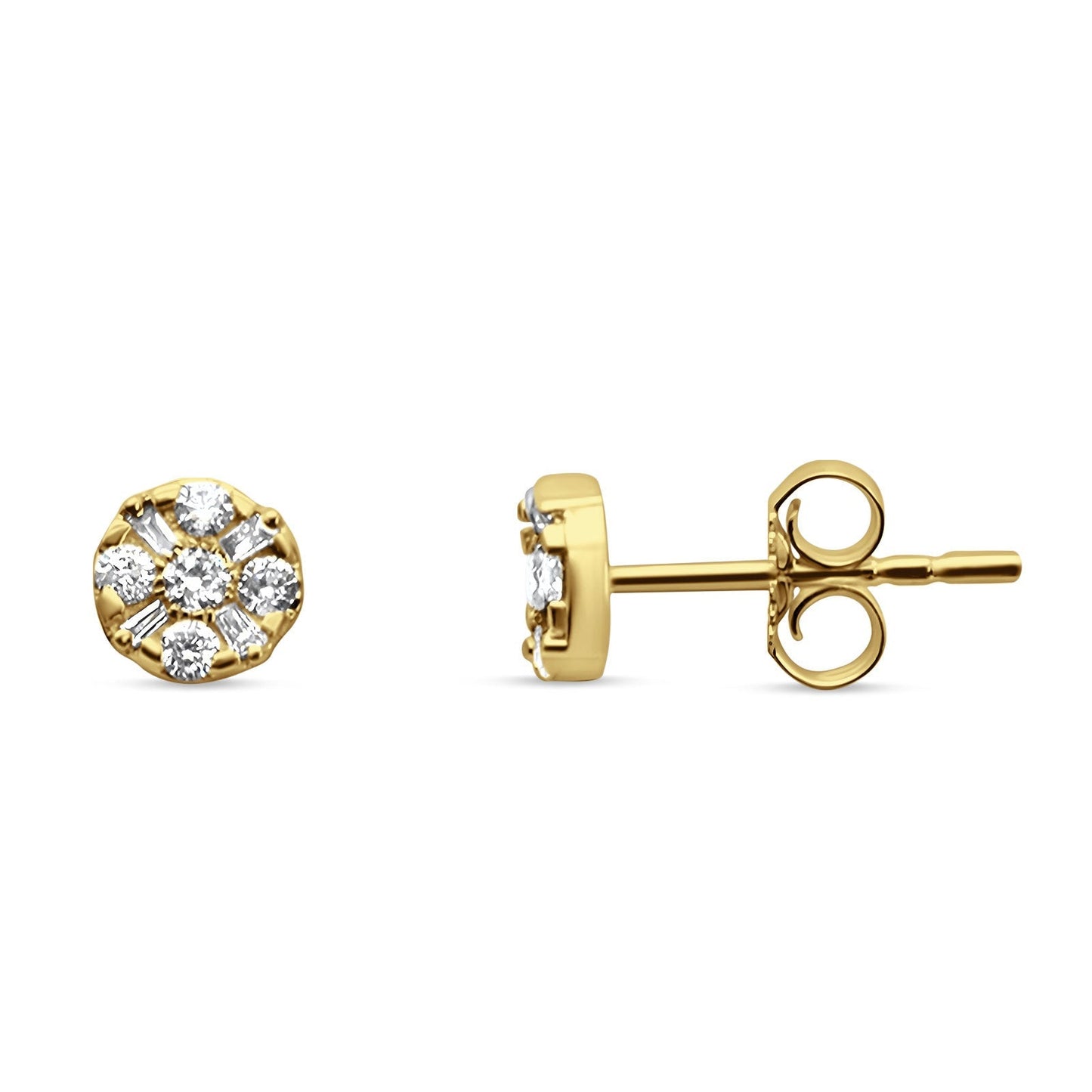 Diamond Stud Earring Round Minimalist 14K Yellow Gold 0.22ct Wholesale