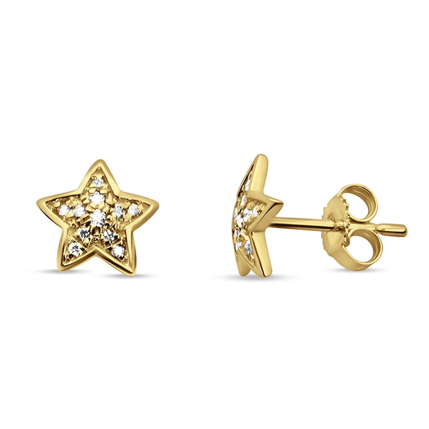 Star Diamond Stud Earring 14K Yellow Gold 0.12ct Wholesale