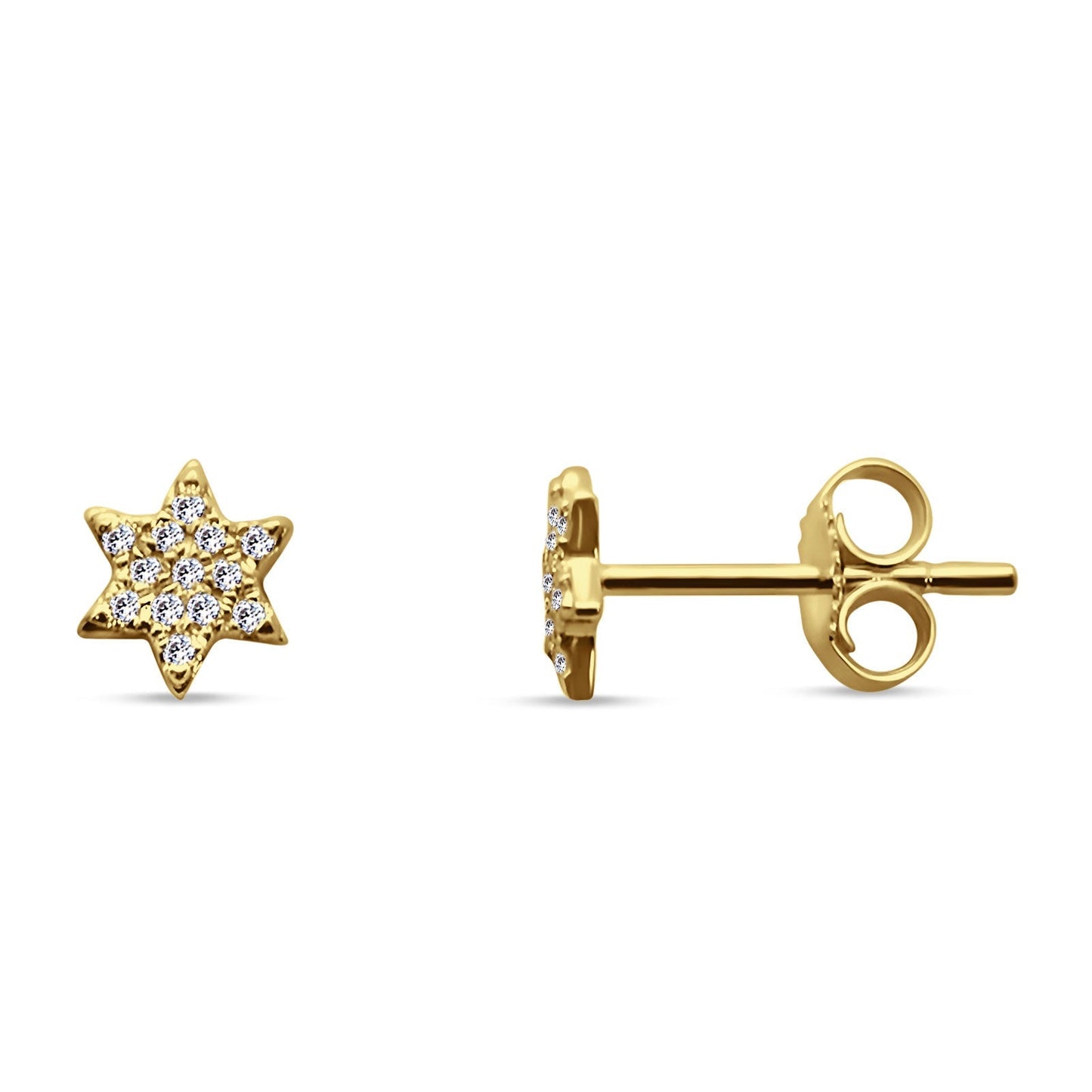 Minimalist Star Diamond Stud Earring 14K Yellow Gold 0.13ct Wholesale