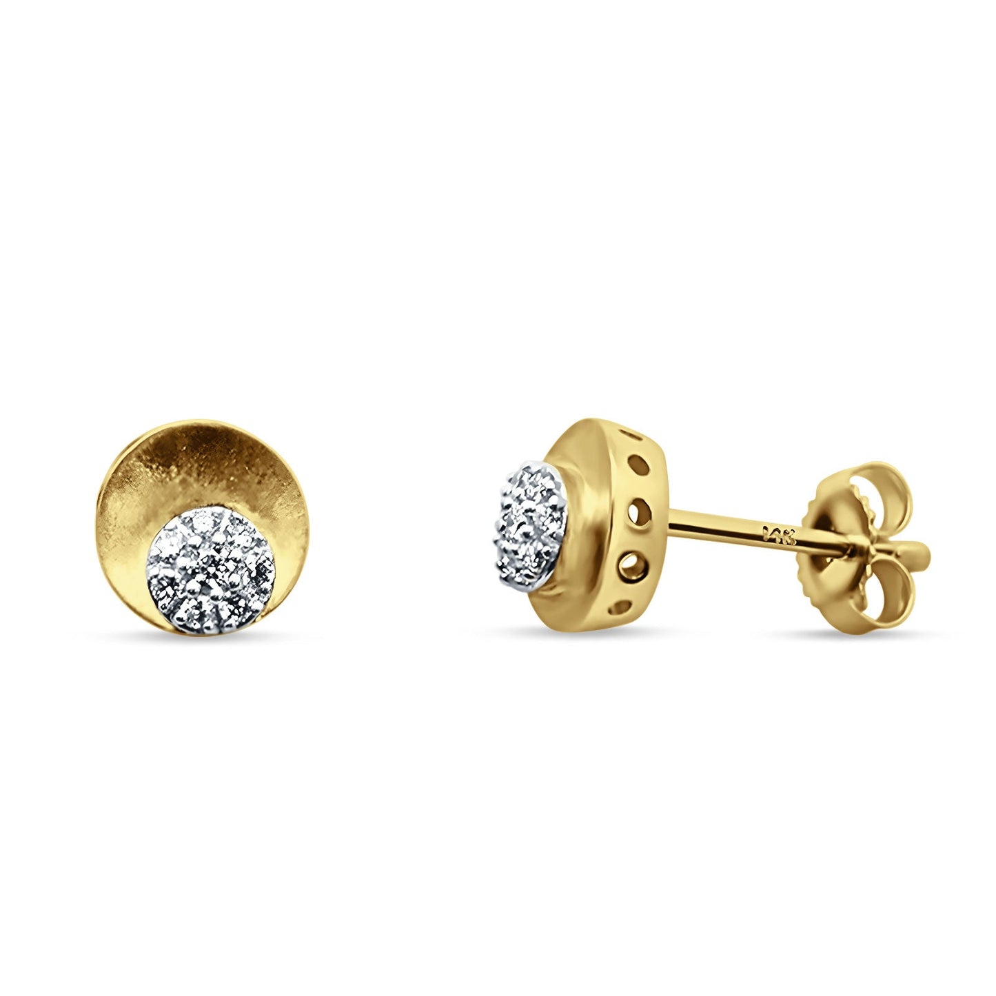 Diamond Stud Earrings Round Cluster 14K Yellow Gold 0.13ct Wholesale