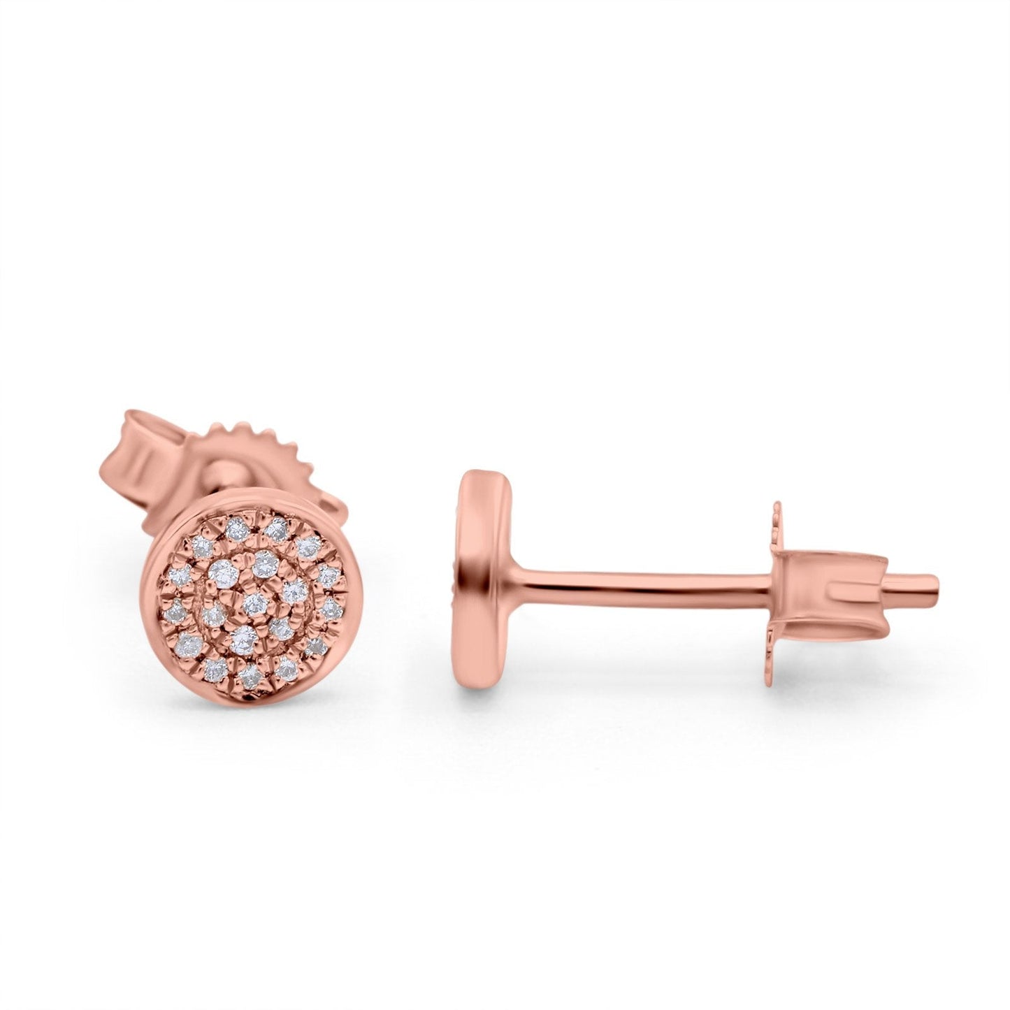 14K Rose Gold .06ct Hexagon Shaped Diamond Stud Earrings