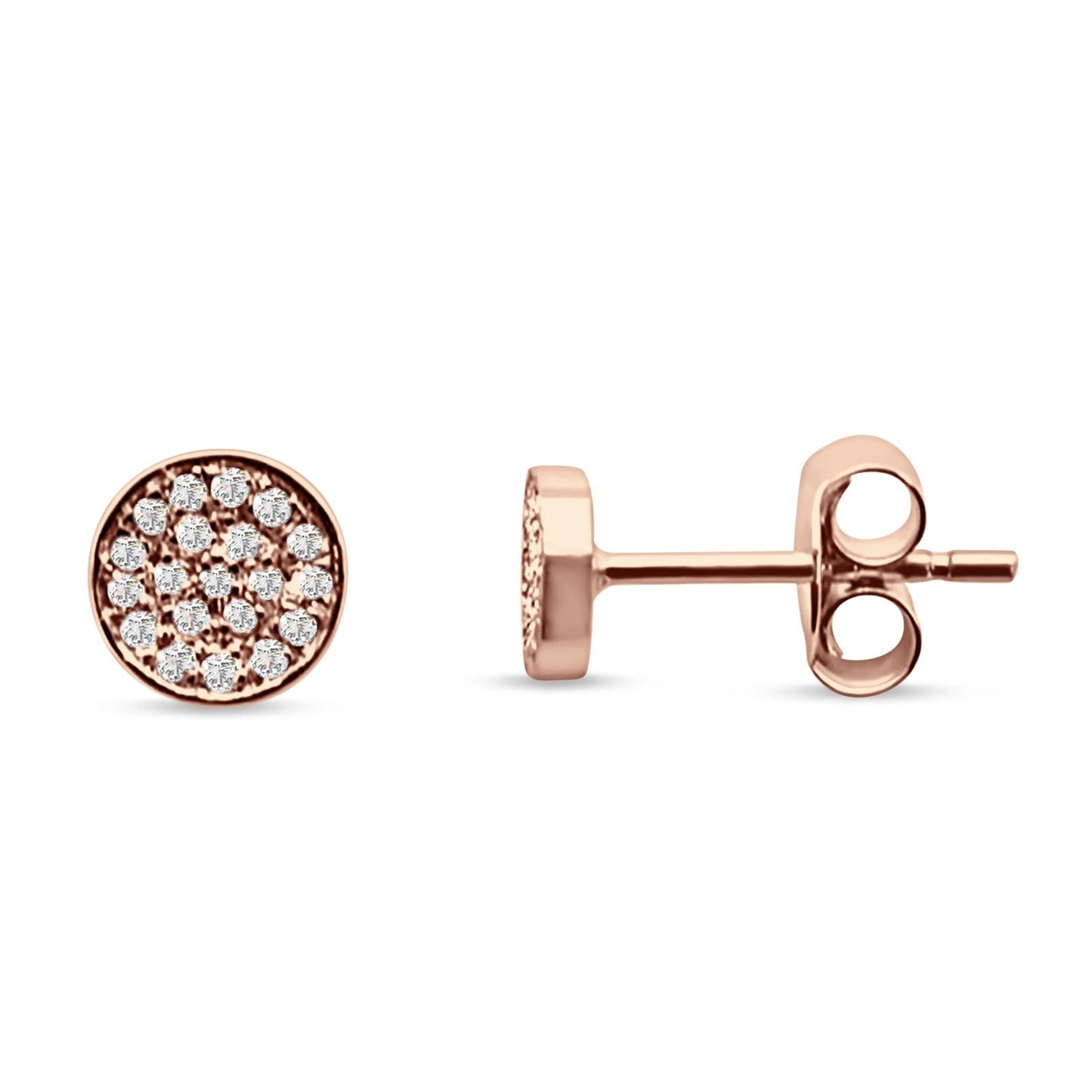 Minimalist Round Diamond Stud Earrings 14K Rose Gold 0.07ct Wholesale