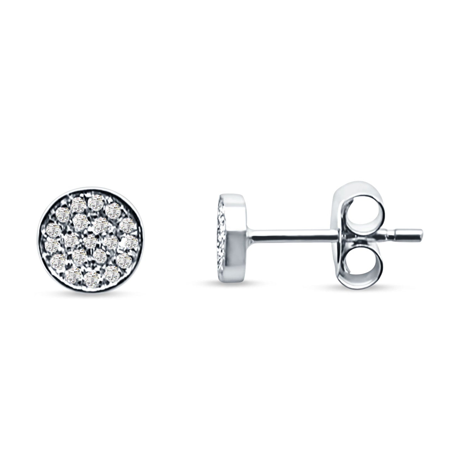 Minimalist Round Diamond Stud Earrings 14K White Gold 0.07ct Wholesale