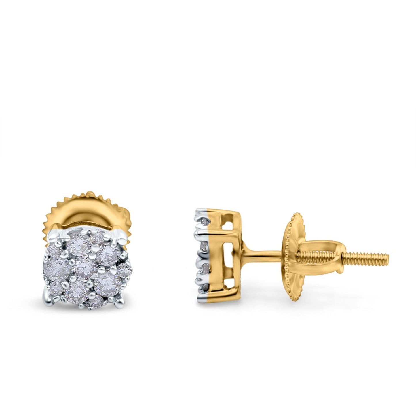 14K Yellow Gold .24ct G SI Micro Pave Diamond Stud Earrings