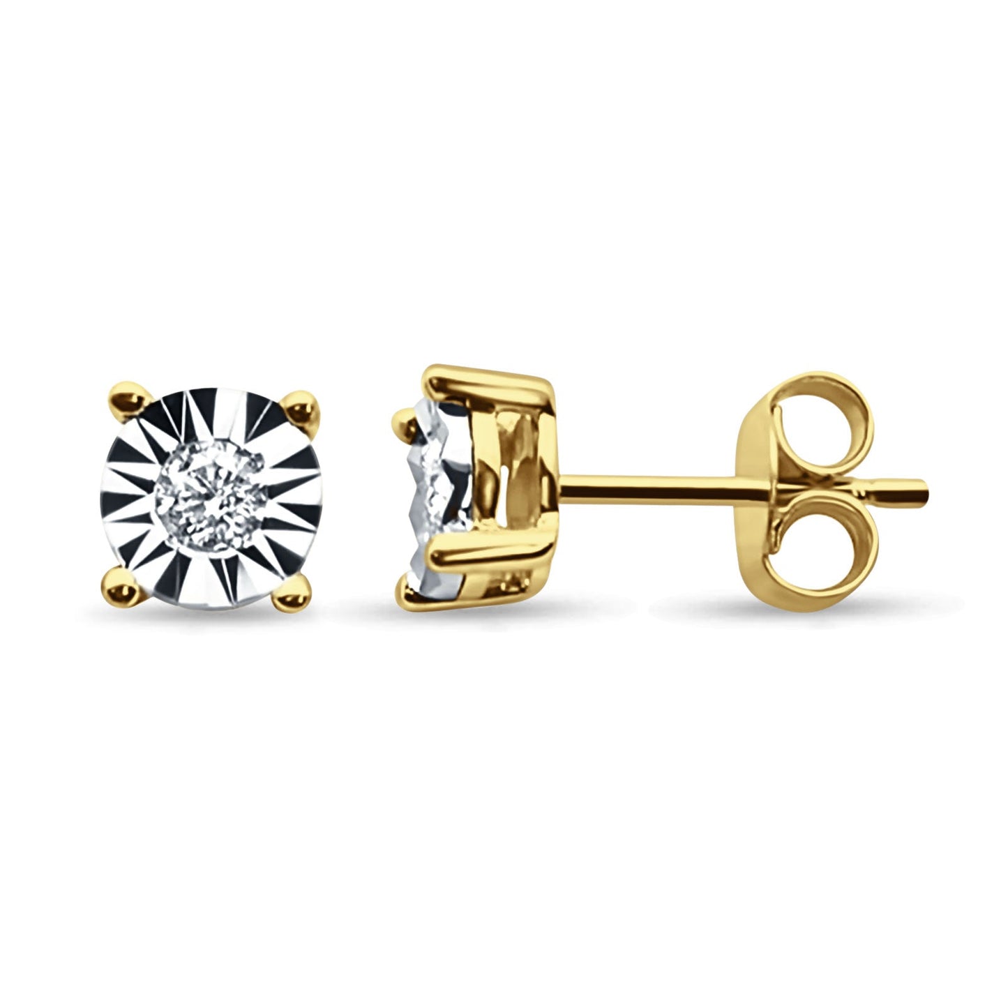 14K Solid Yellow Gold Diamond Stud Earrings Wholesale