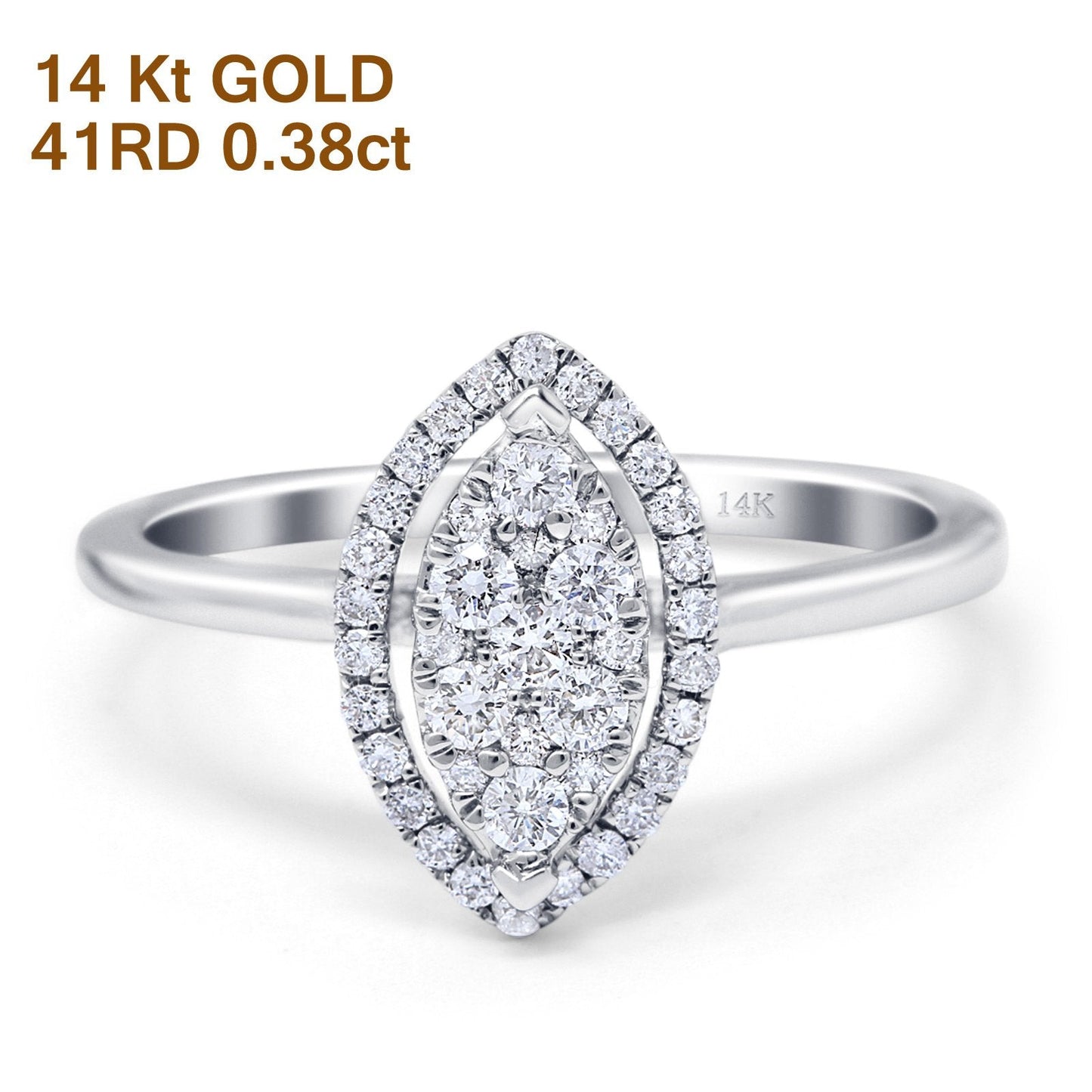 14K White Gold 0.38ct Round 12.5mm G SI Promise Diamond Engagement Wedding Ring Size 6.5