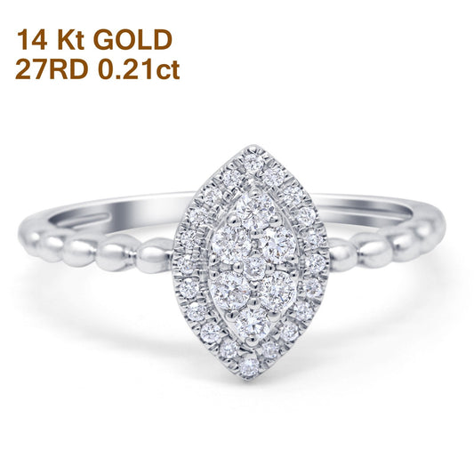 14K White Gold 0.21ct Round 11mm G SI Promise Diamond Engagement Wedding Ring Size 6.5