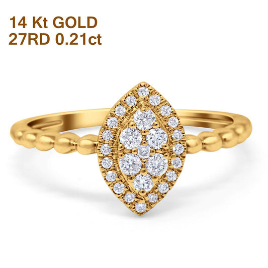 14K Yellow Gold 0.21ct Round 11mm G SI Promise Diamond Engagement Wedding Ring Size 6.5