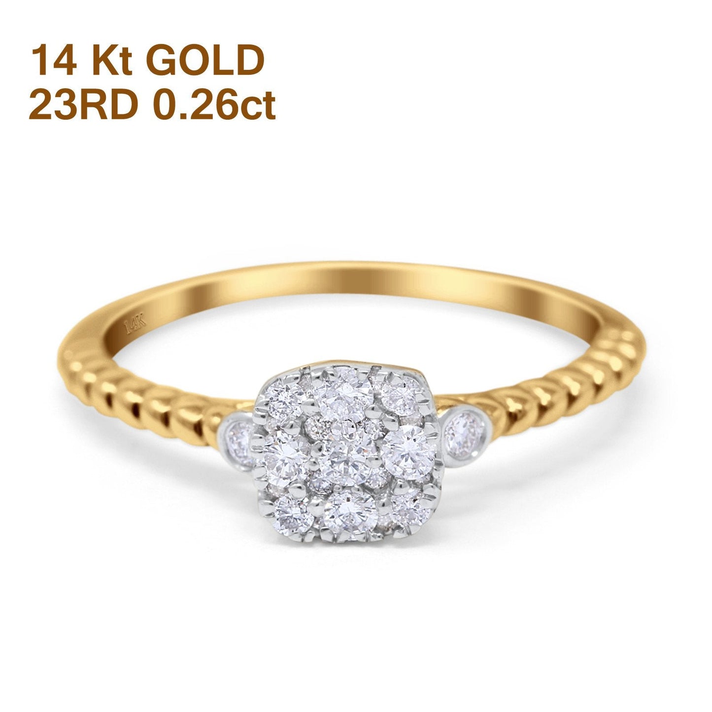 14K Yellow Gold 0.26ct Round 6.3mm G SI Diamond Engagement Wedding Promise Ring Size 6.5