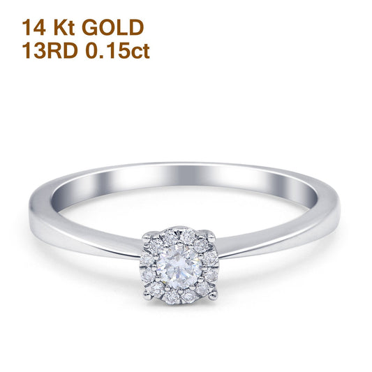 14K White Gold 0.15ct Round 5mm G SI Diamond Solitaire Promise Engagement Wedding Ring Size 6.5