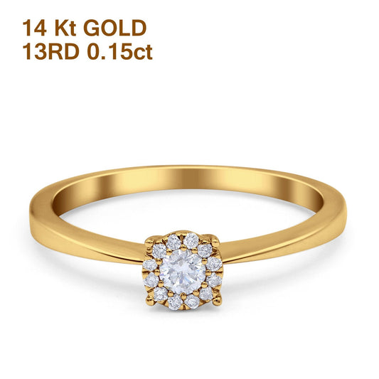 14K Yellow Gold 0.15ct Round 5mm G SI Diamond Solitaire Promise Engagement Wedding Ring Size 6.5