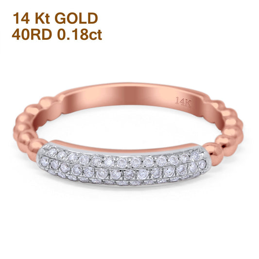 14K Rose Gold 0.18ct Round 4mm G SI Diamond Eternity Engagement Stackable Wedding Trendy Band Ring Size 6.5