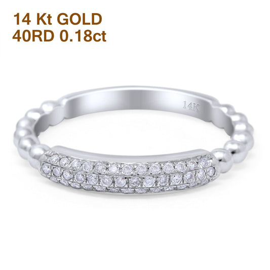 14K White Gold 0.18ct Round 4mm G SI Diamond Eternity Engagement Stackable Wedding Trendy Band Ring Size 6.5