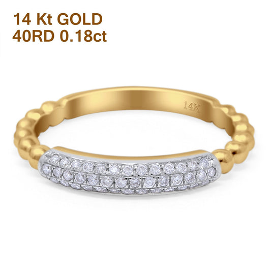 14K Yellow Gold 0.18ct Round 4mm G SI Diamond Eternity Engagement Stackable Wedding Trendy Band Ring Size 6.5