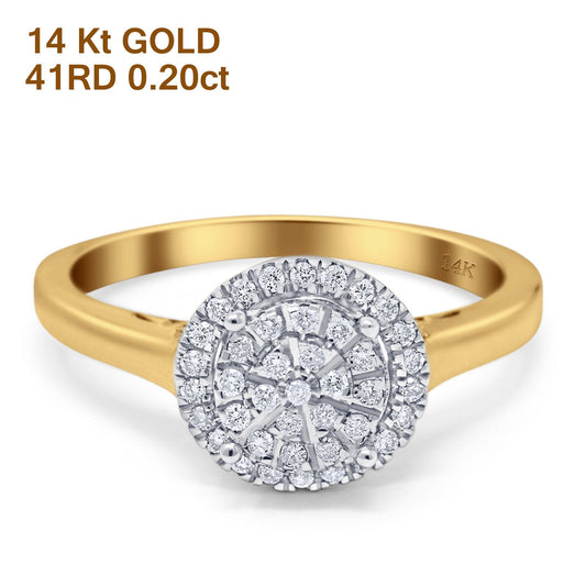 14K Yellow Gold 0.20ct Round 9mm G SI Diamond Engagement Wedding Ring Size 6.5