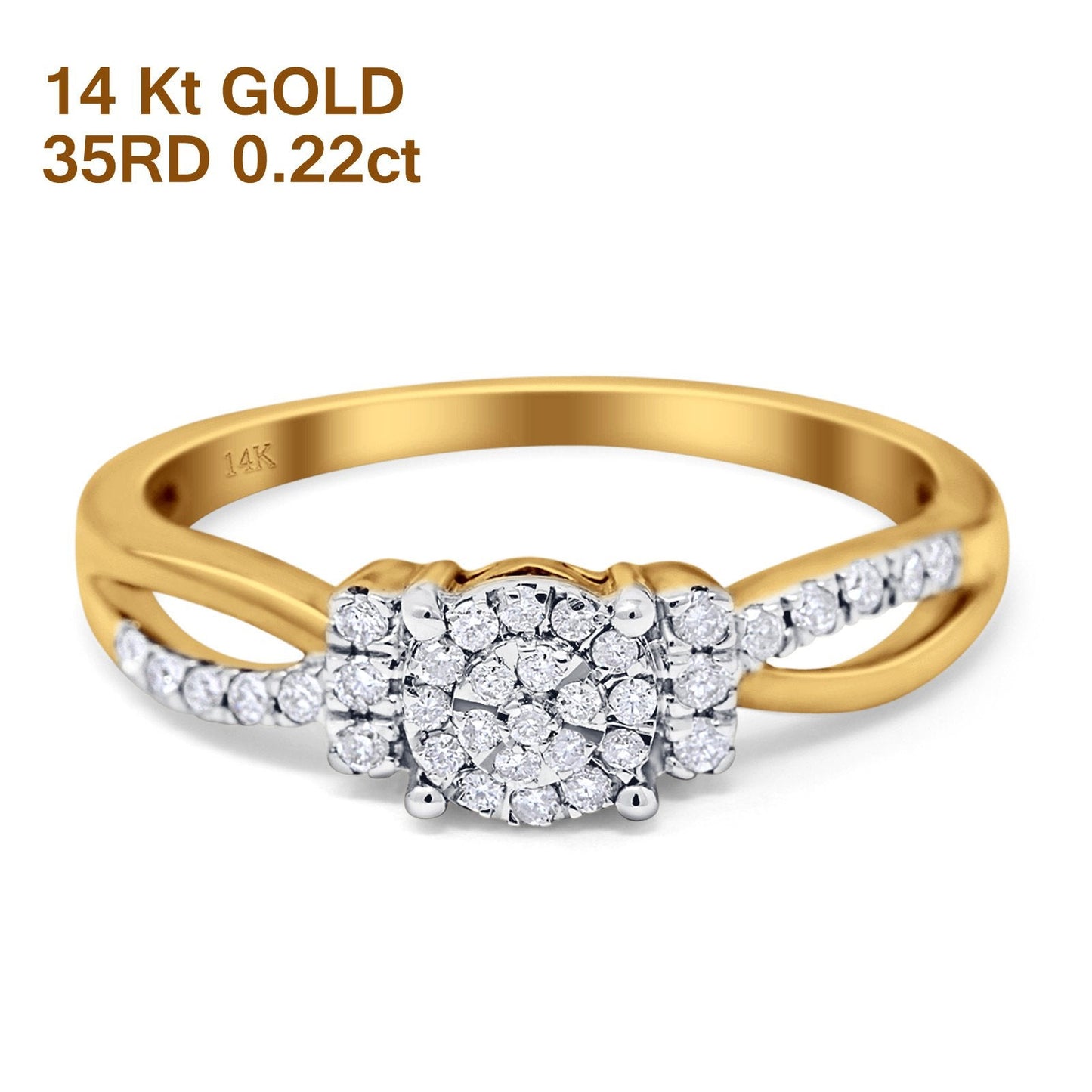 14K Yellow Gold 0.22ct Round 5.5mm G SI Diamond Solitaire Engagement Wedding Ring Size 6.5