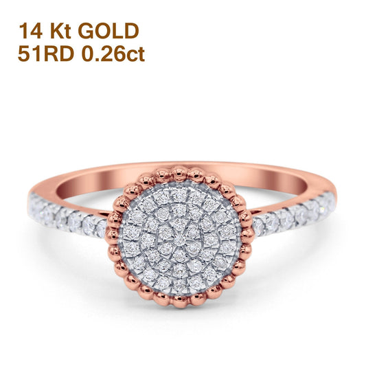 14K Rose Gold 0.26ct Round 9.5mm G SI Diamond Engagement Wedding Ring Size 6.5