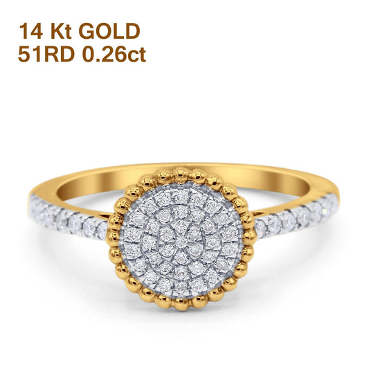 14K Yellow Gold 0.26ct Round 9.5mm G SI Diamond Engagement Wedding Ring Size 6.5