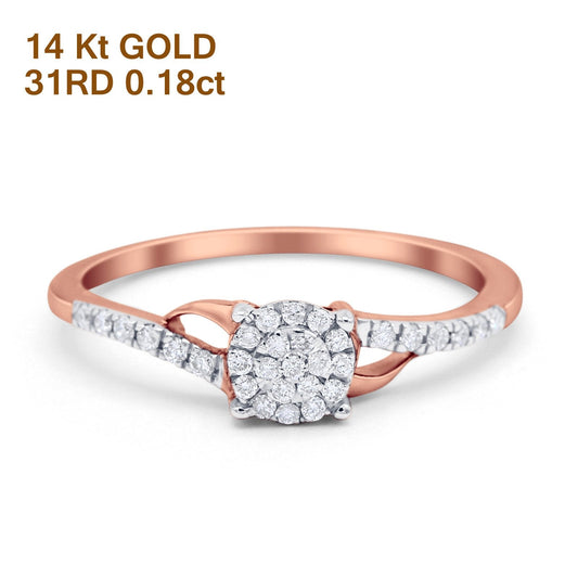 14K Rose Gold 0.18ct Round 5.5mm G SI Diamond Engagement Wedding Ring Size 6.5