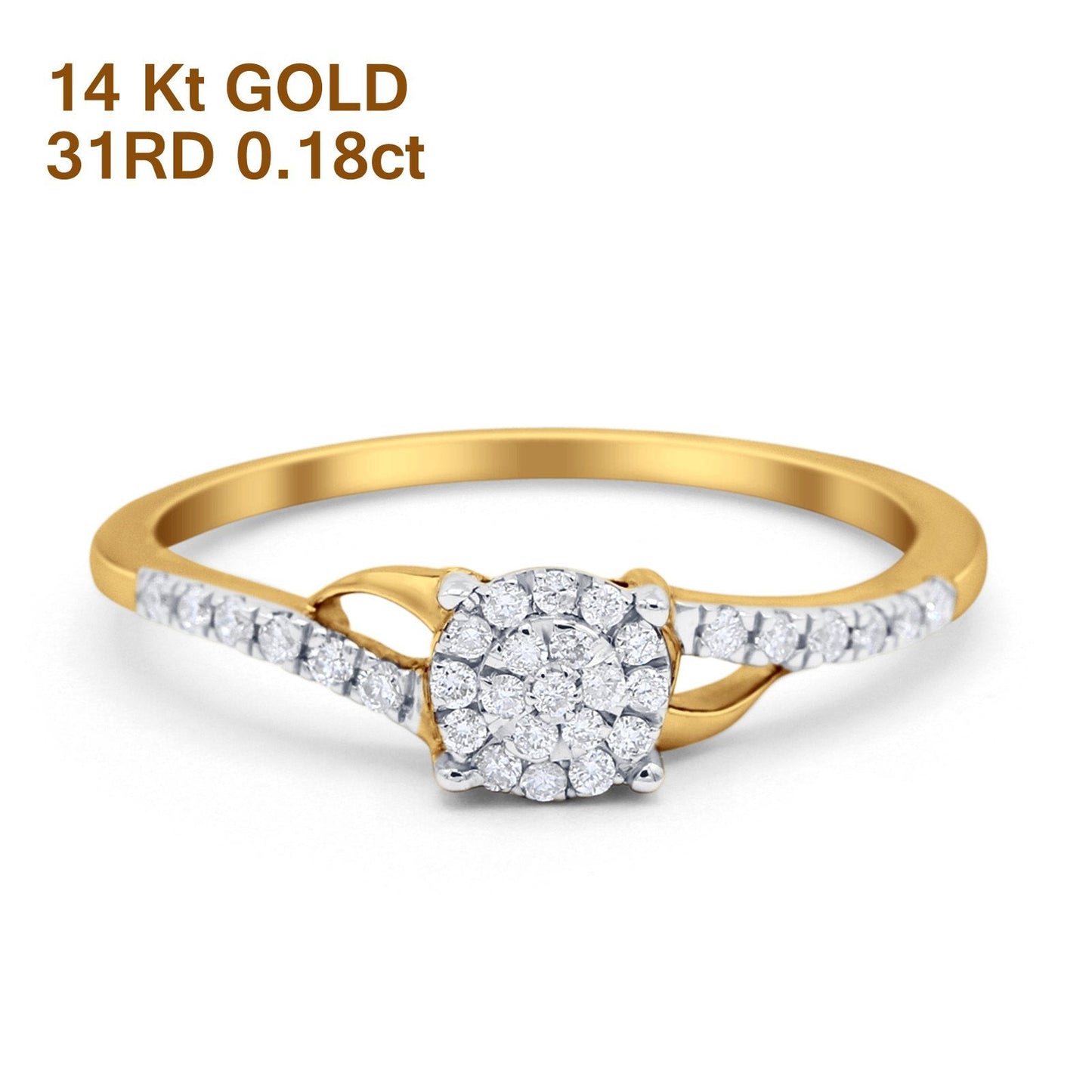 14K Yellow Gold 0.18ct Round 5.5mm G SI Diamond Engagement Wedding Ring Size 6.5