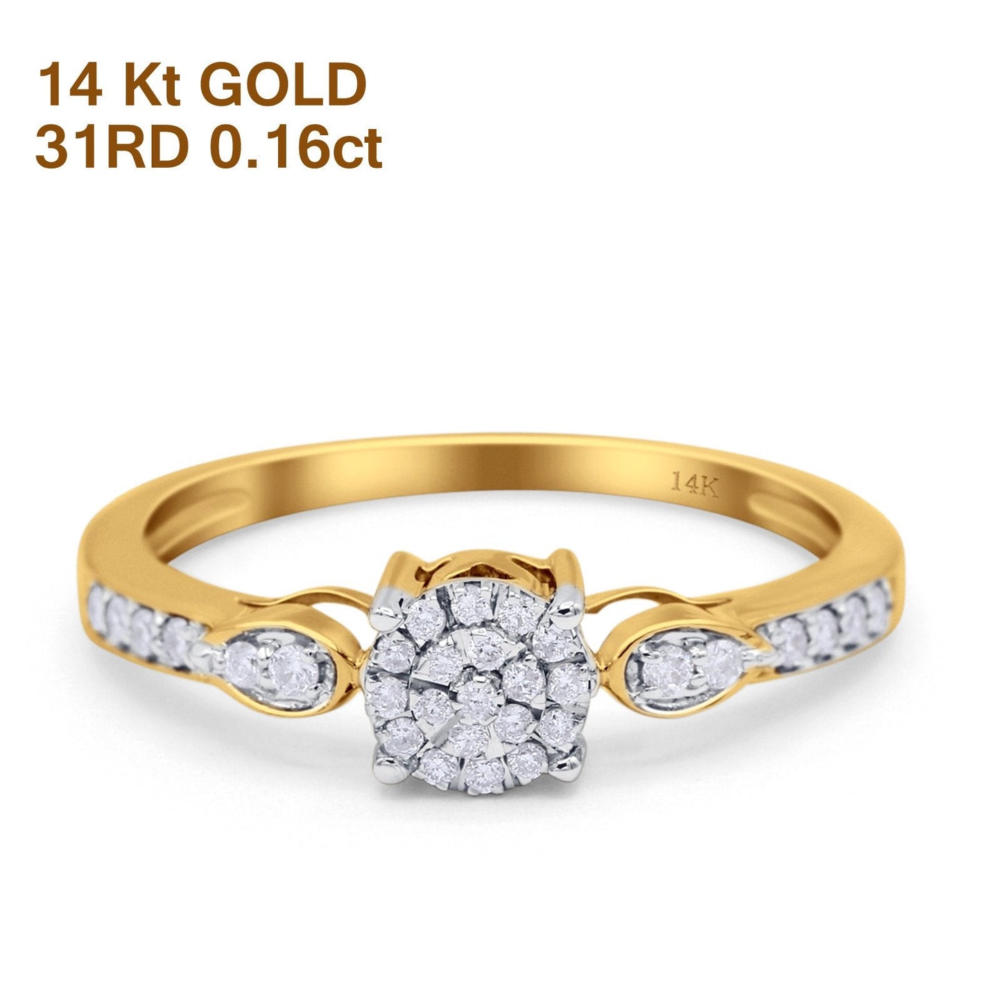 14K Yellow Gold 0.16ct Round 5.5mm G SI Diamond Engagement Wedding Ring Size 6.5