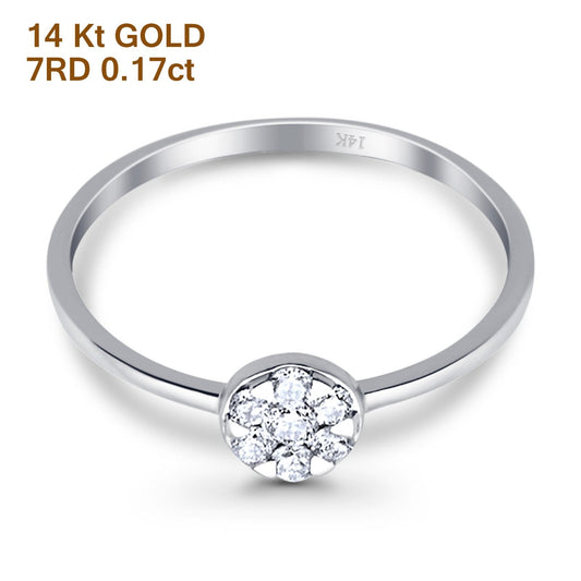 Anillo de compromiso solitario con diamante G SI de 0,17 ct y 5,5 mm de oro blanco de 14 quilates, talla 6,5