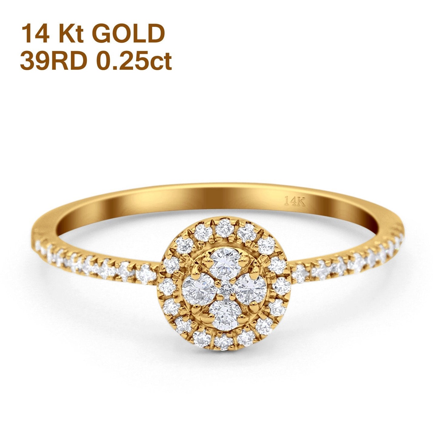 14K Yellow Gold 0.25ct Round 7mm G SI Diamond Solitaire Engagement Wedding Ring Size 6.5