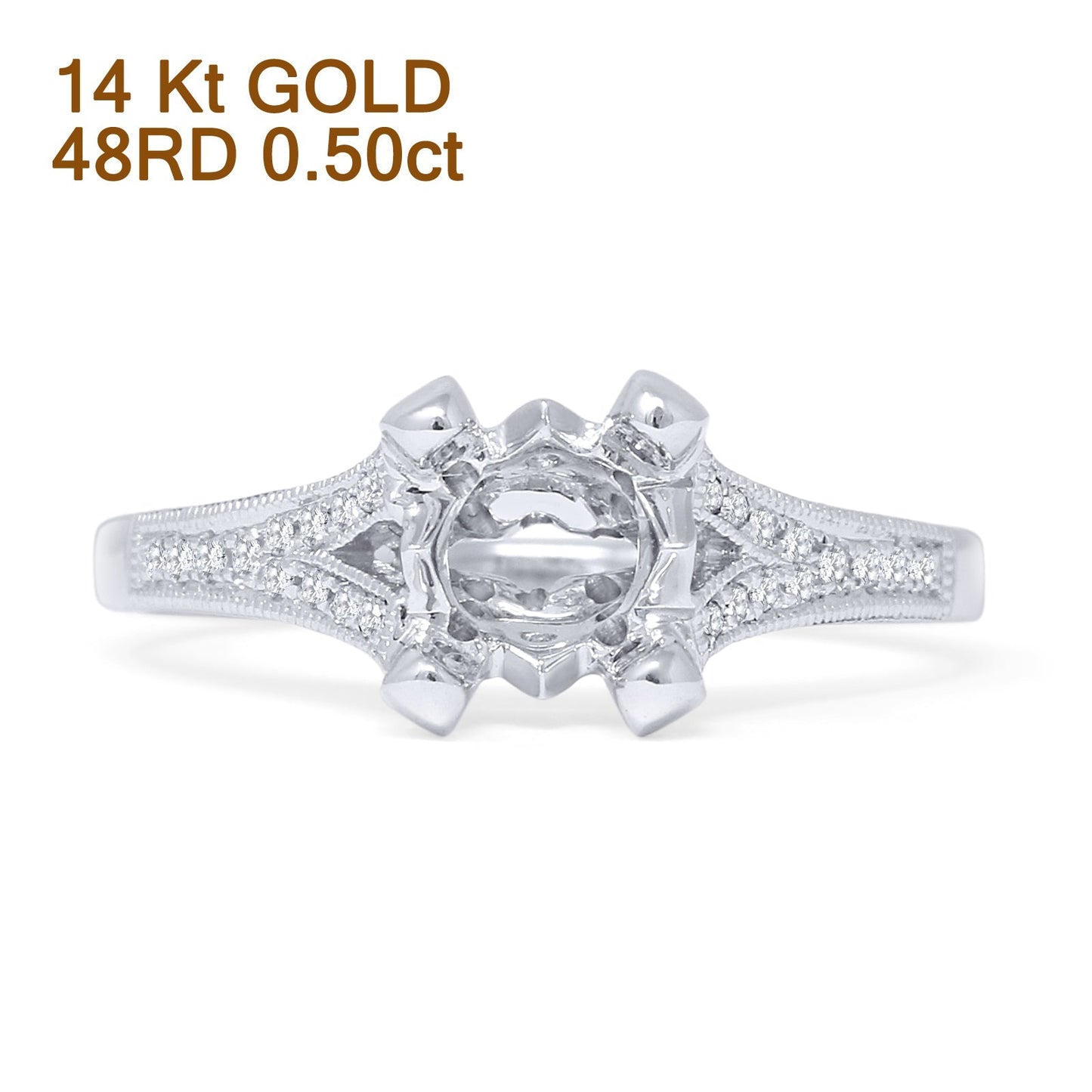 Round Split Shank Diamond Ring