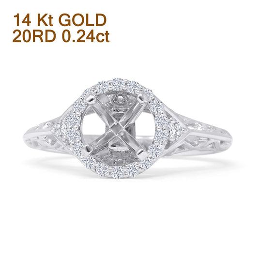 Round Halo Filigree Diamond Ring