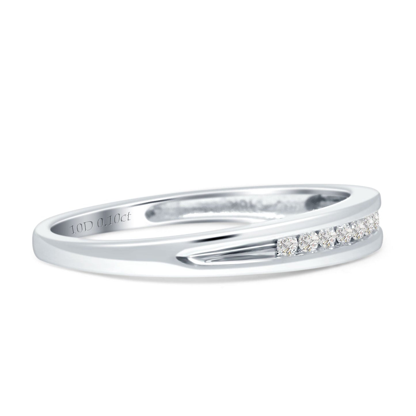 Diamond Stackable Wedding Band Half Eternity 10K White Gold 0.10ct Wholesale