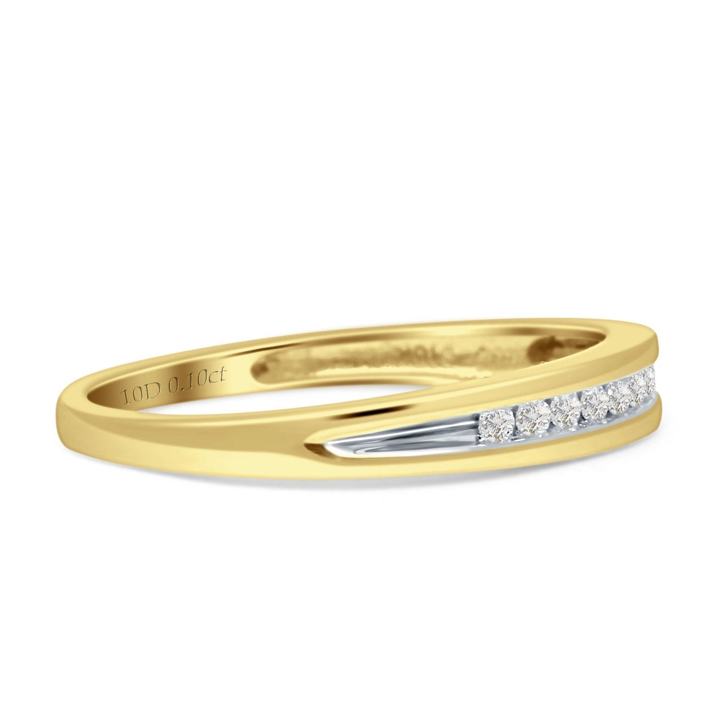 Diamond Stackable Wedding Band Half Eternity 10K Yellow Gold 0.10ct Wholesale