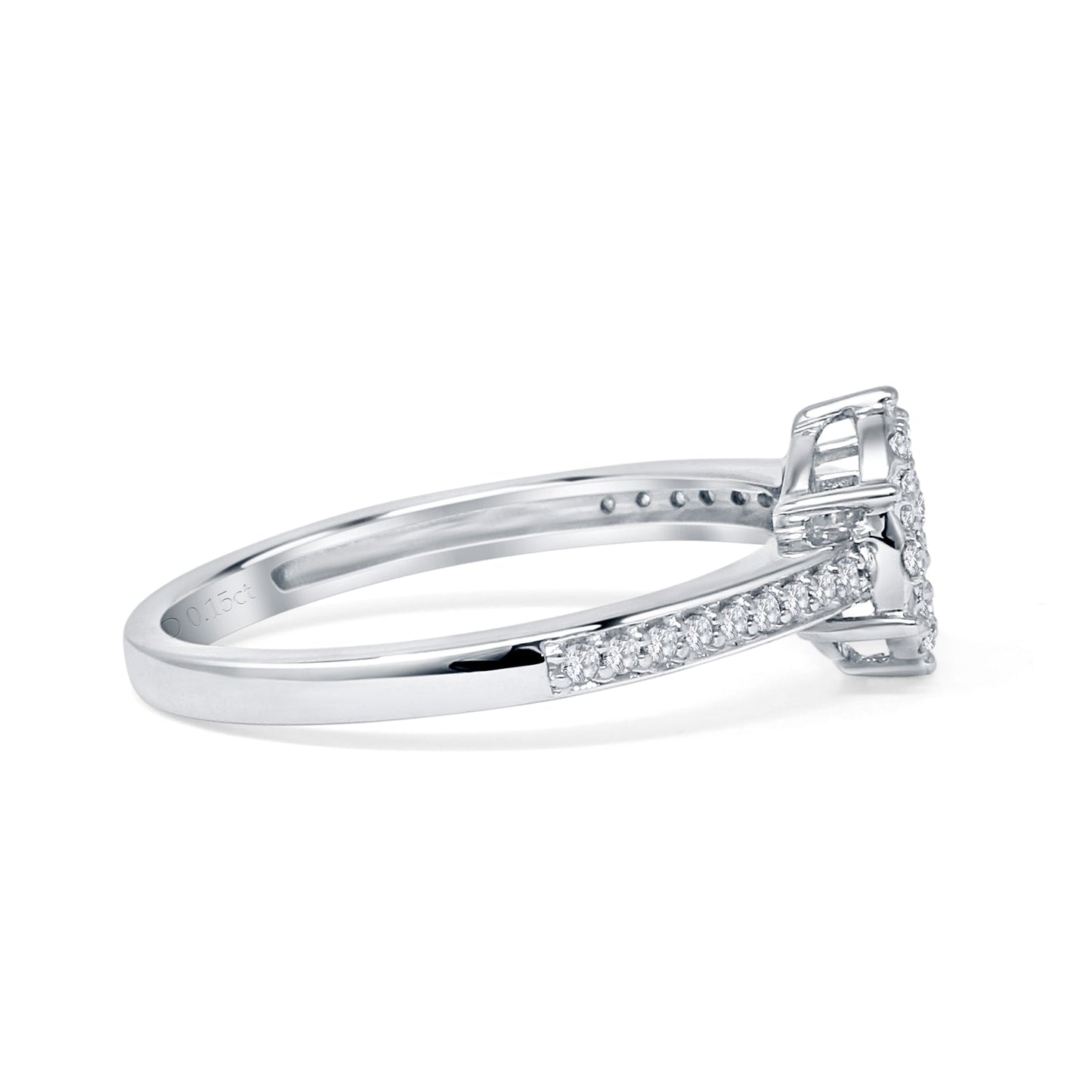 Diamond Star Ring Round 10K White Gold 0.15ct Wholesale