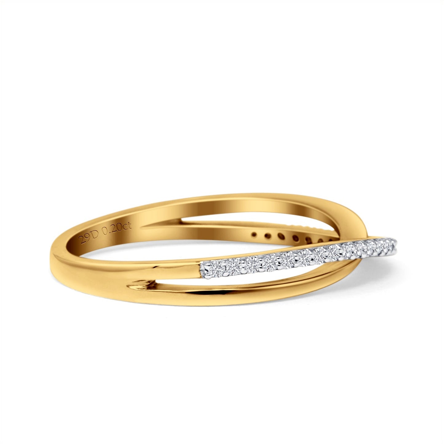 Half Eternity X Crisscross Diamond Wedding Band 10K Yellow Gold 0.11ct Wholesale