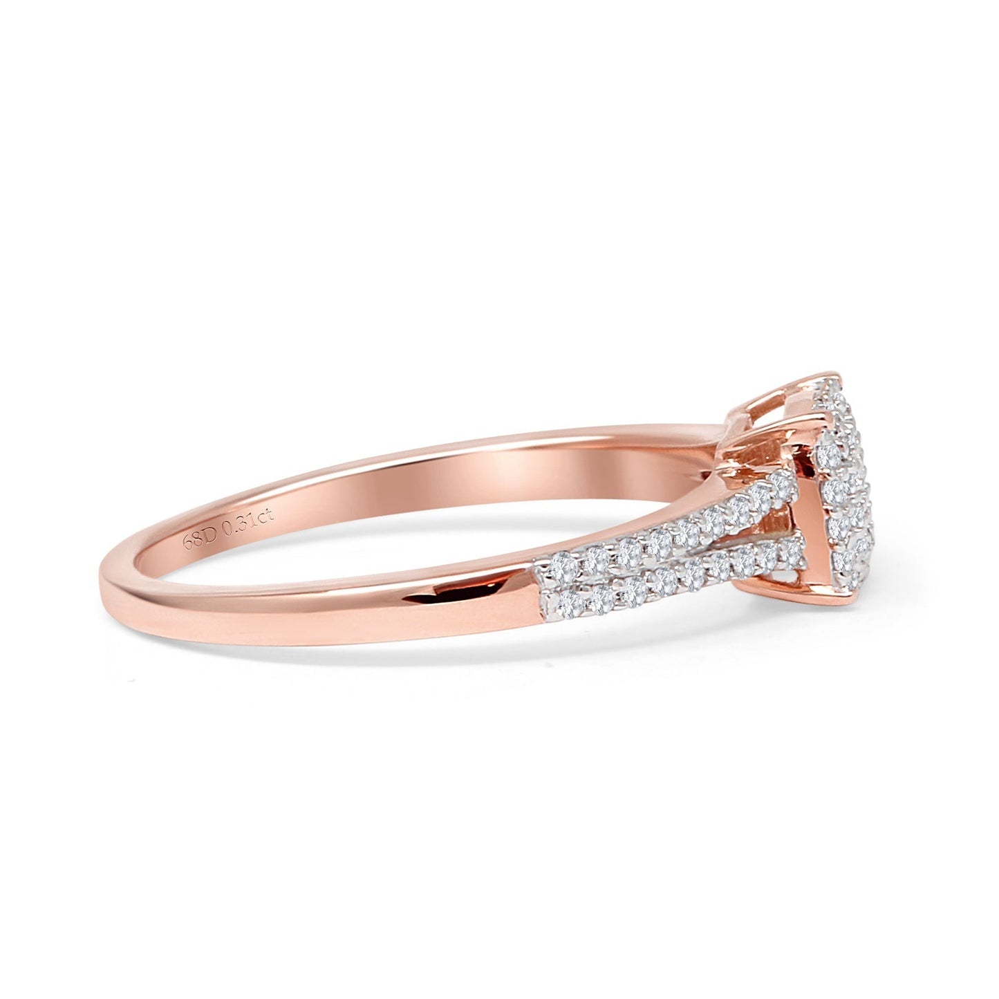 Cushion Diamond Ring Split Shank 10K Rose Gold 0.31ct Wholesale