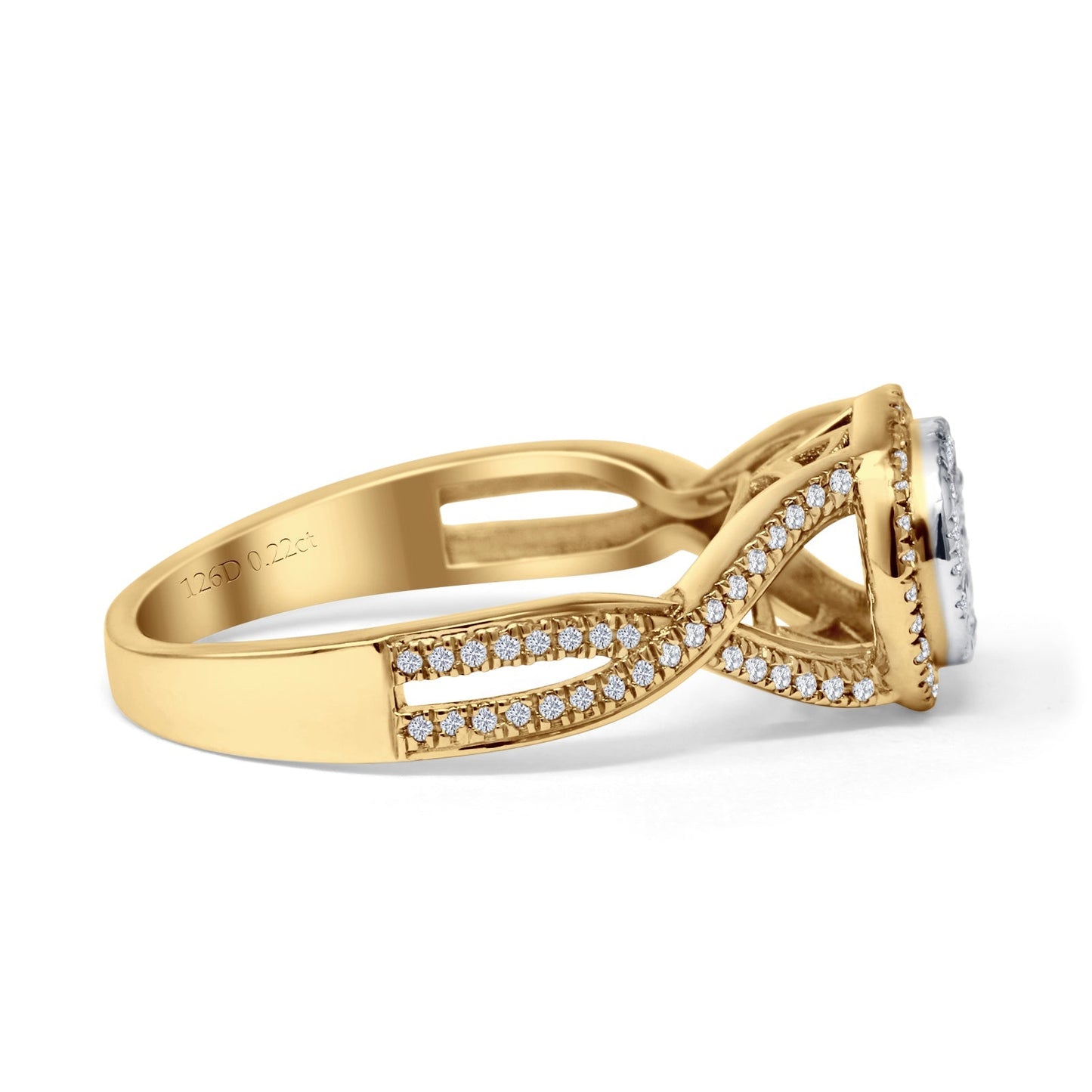 Halo Cluster Infinity Shank Diamond Ring 10K Yellow Gold 0.22ct Wholesale