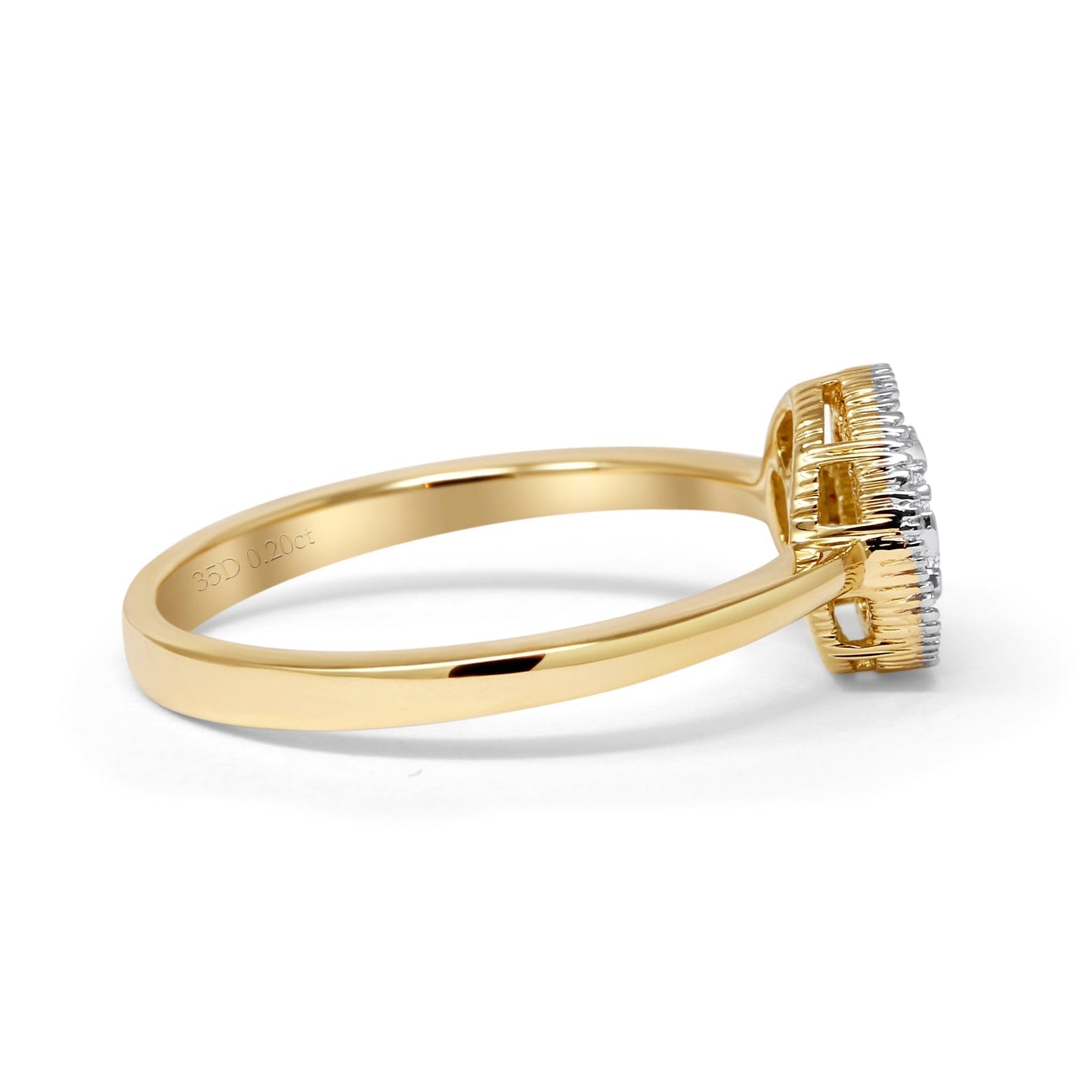 Halo Diamond Ring Round And Baguette 10K Yellow Gold 0.20ct Wholesale