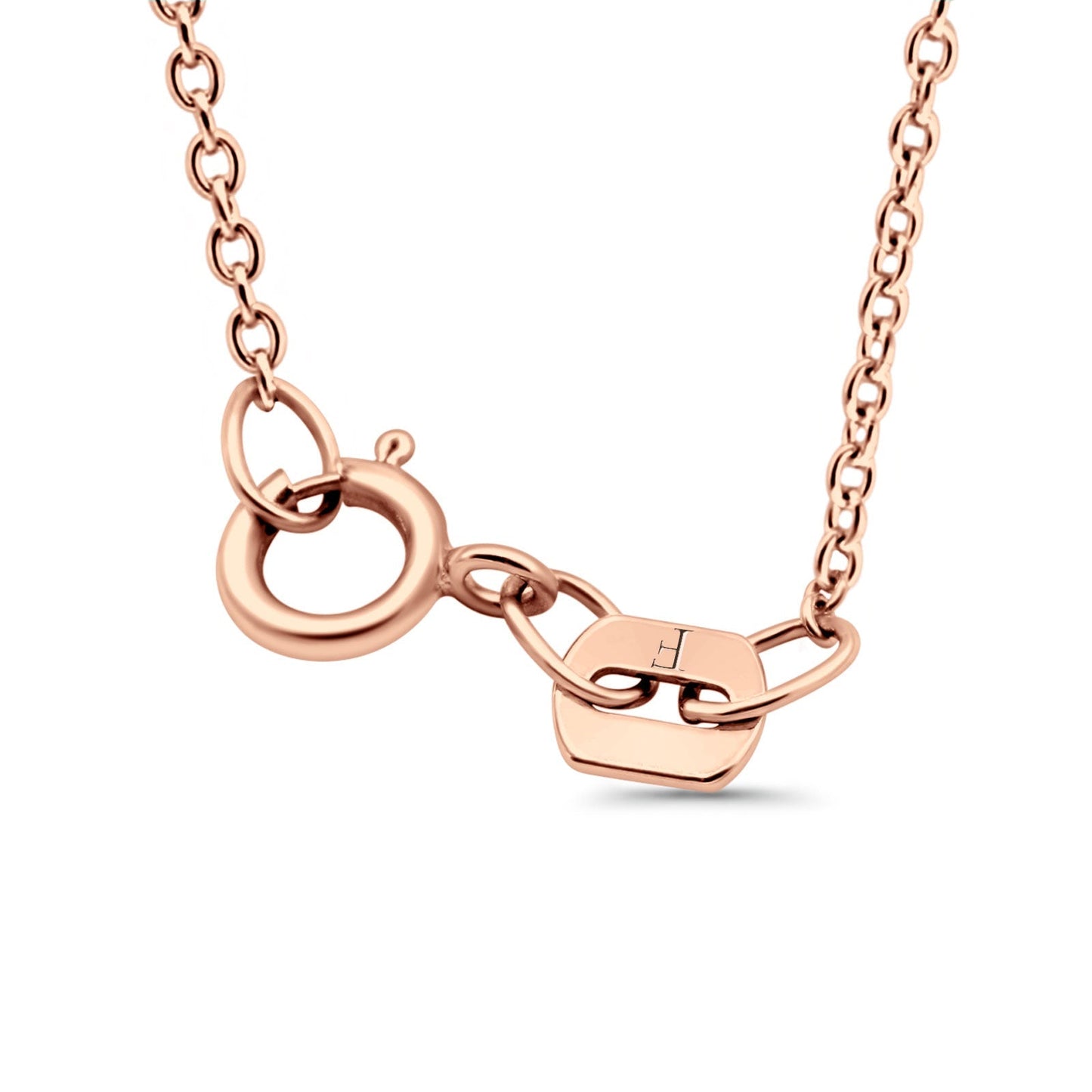 0.16ct Diamond Crescent Moon Necklace - 14K Rose Gold, 18 Inch Chain