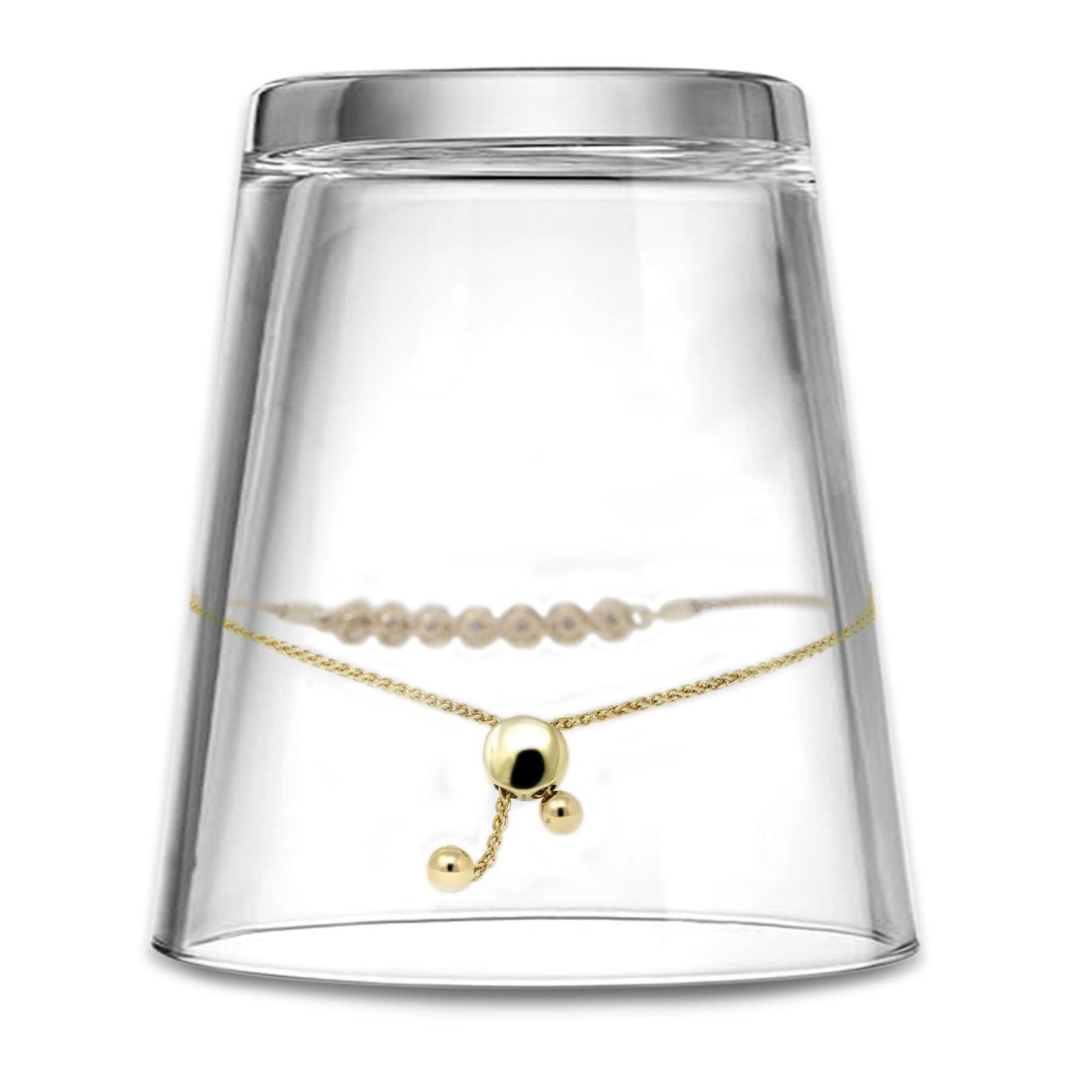 14K Yellow Gold 9" Twist Rope Chain Round Natural Diamond Adjustable Bracelet Wholesale