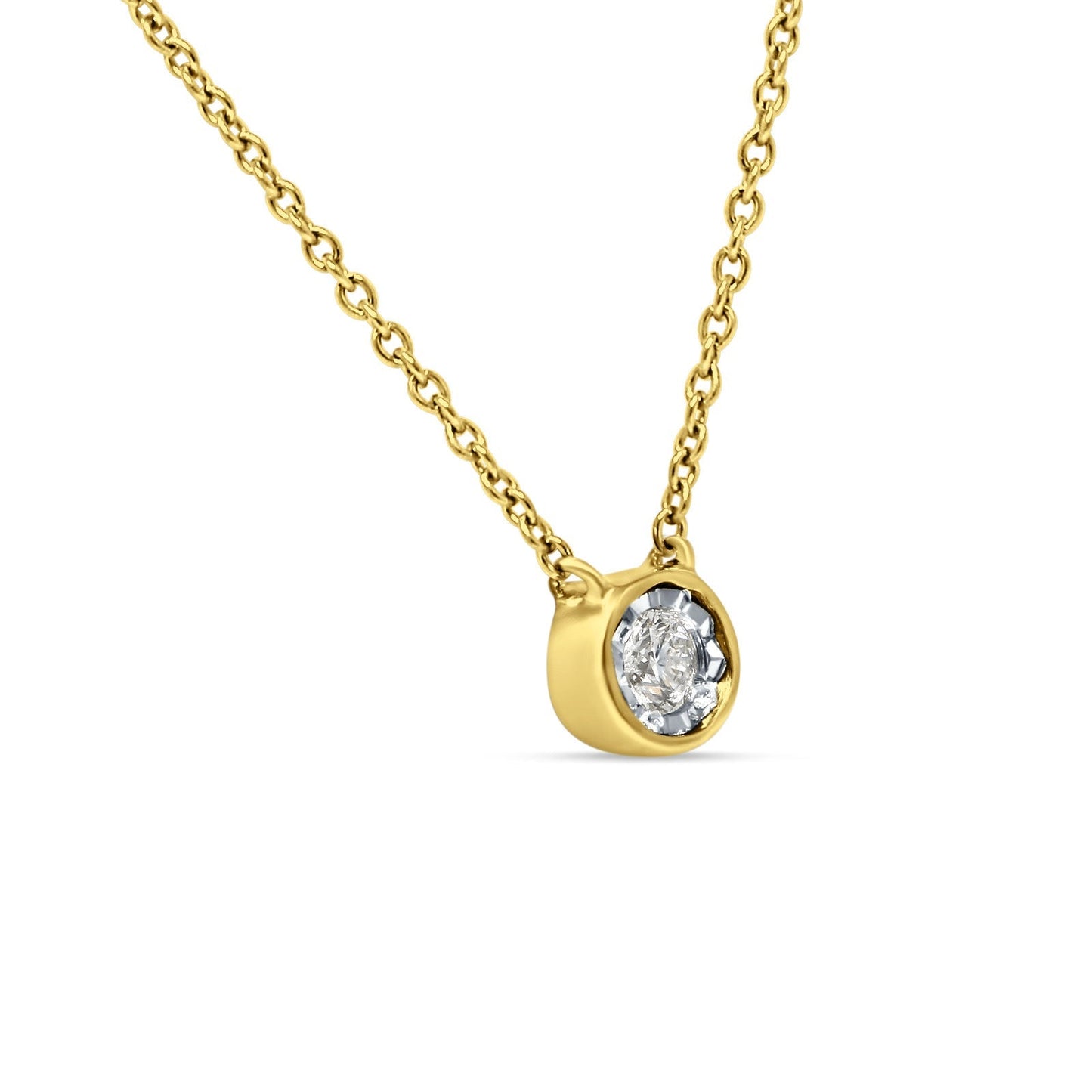 14K Yellow Gold 0.07ct Diamond Solitaire Pendant Necklace 18 inch Wholesale