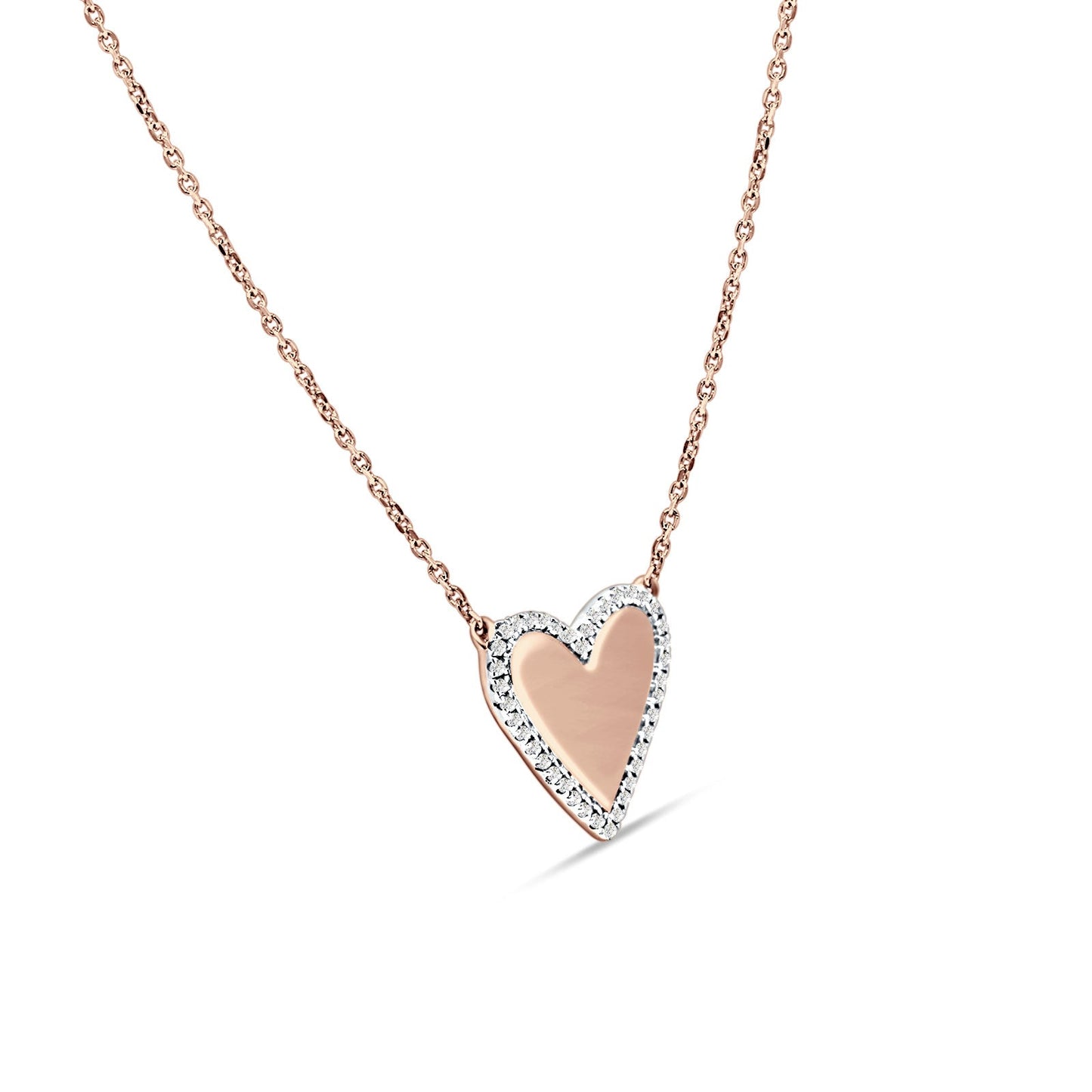 Heart Pendant Diamond Necklace 14K Rose Gold 0.07ct Wholesale