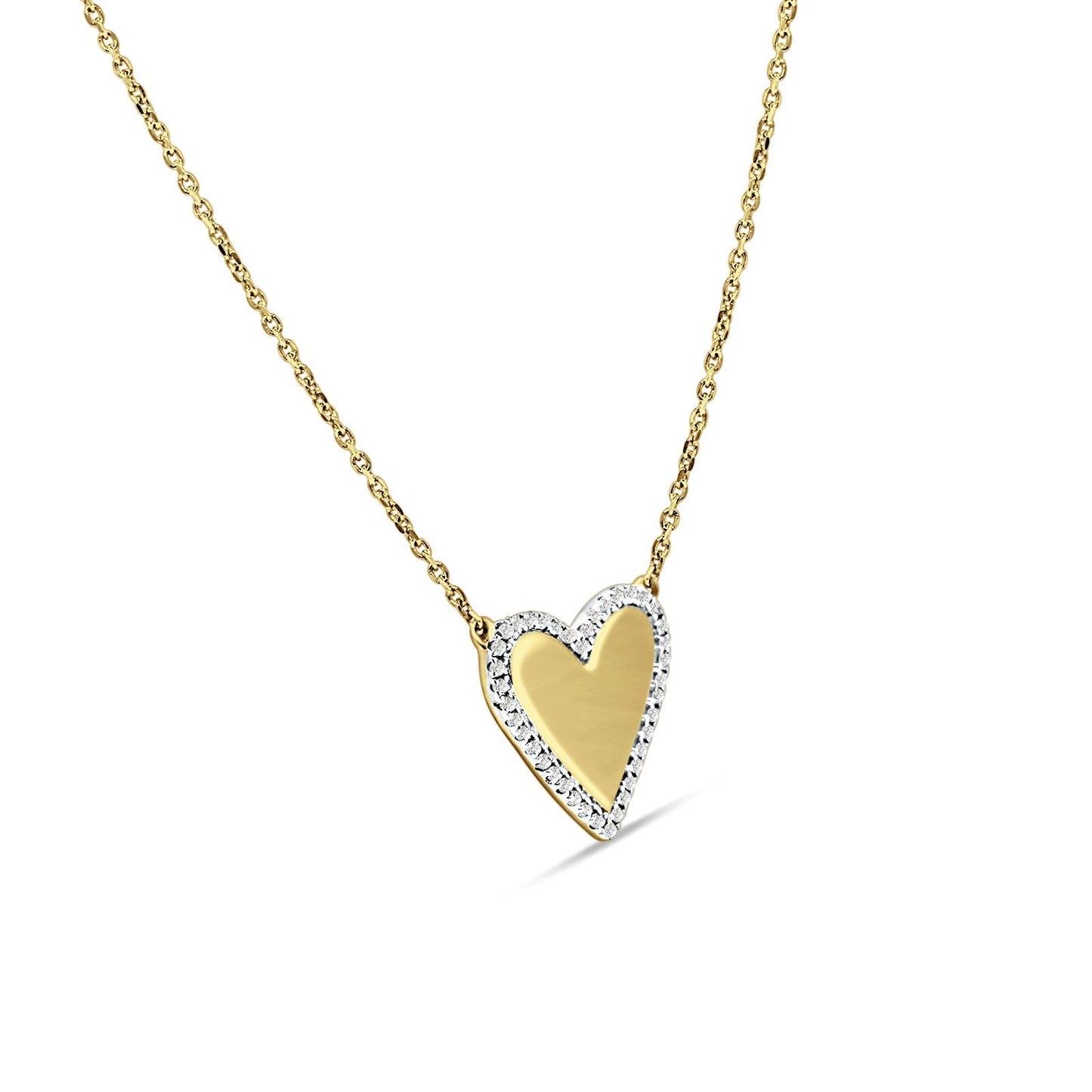 Heart Pendant Diamond Necklace 14K Yellow Gold 0.07ct Wholesale