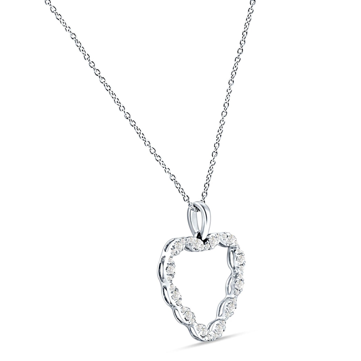 Heart Necklace Diamond Pendant 14K White Gold 0.32ct Wholesale