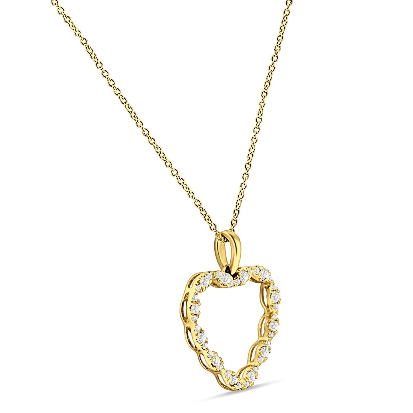 Heart Necklace Diamond Pendant 14K Yellow Gold 0.32ct Wholesale