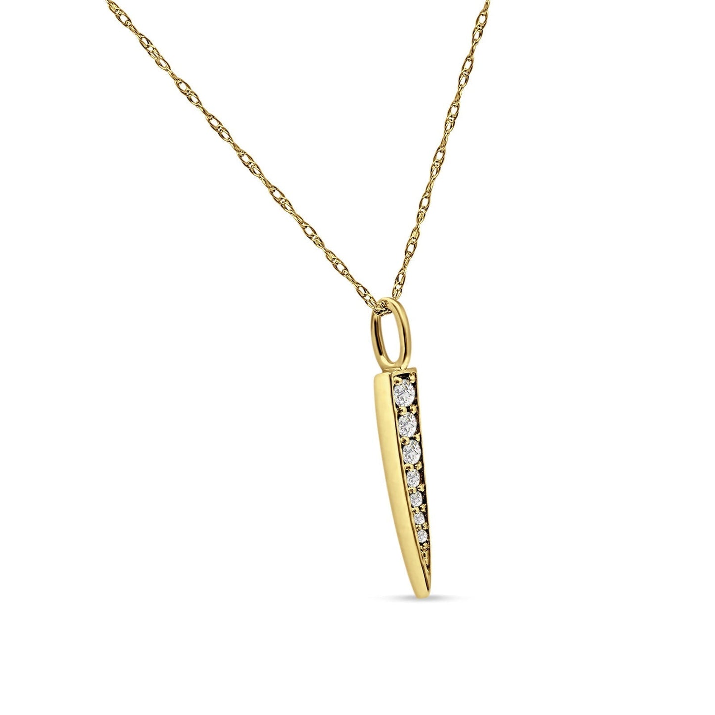 Dagger Necklace 14k Yellow Gold 0.11ct Diamond 18 Inch Long Wholesale