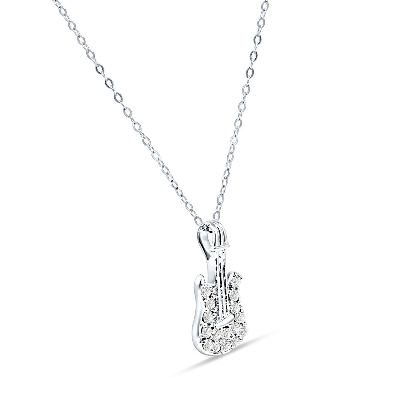 Diamond Guitar Necklace 14K White Gold 0.16ct Wholesale