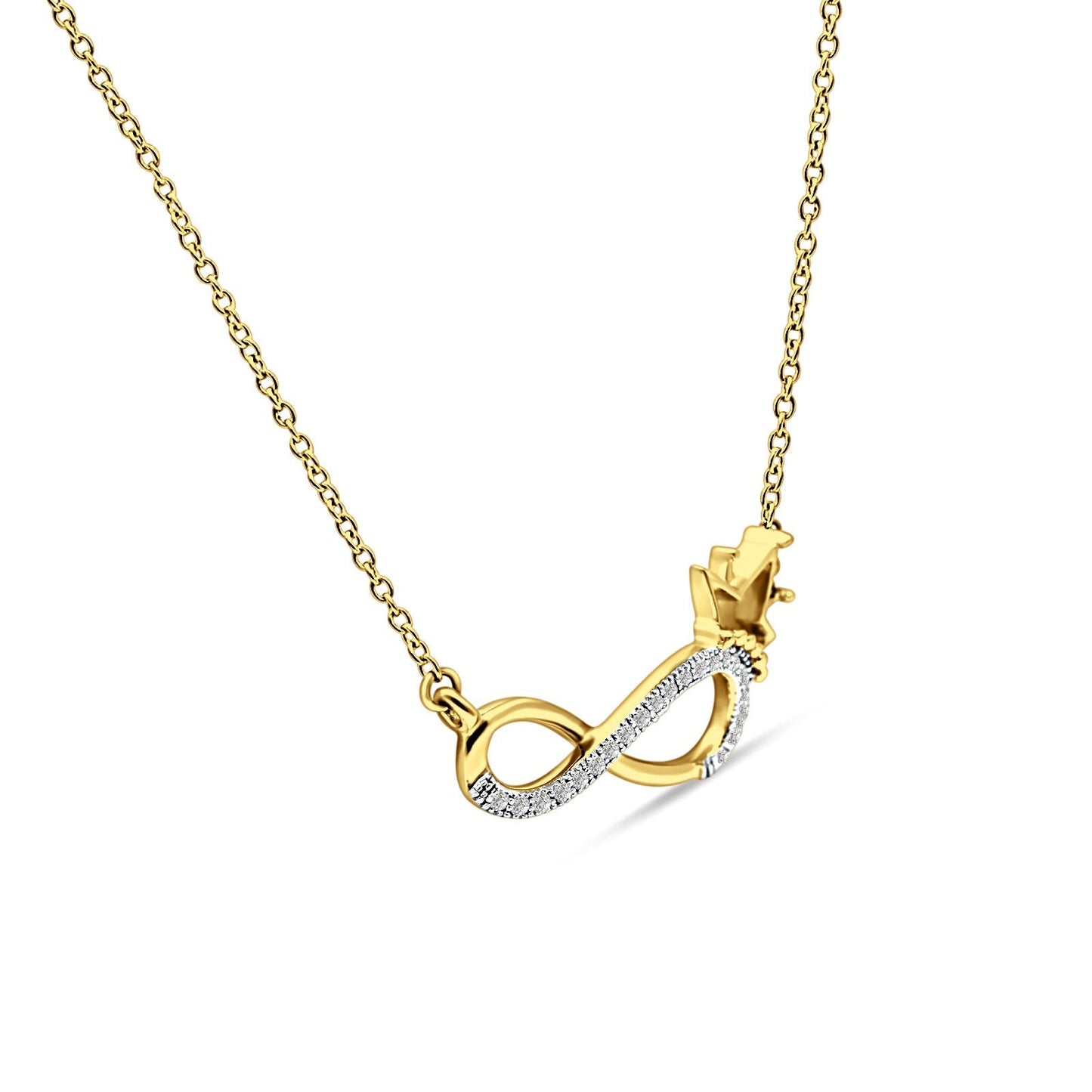 Infinity Diamond Necklace 14K Yellow Gold 0.07ct Wholesale