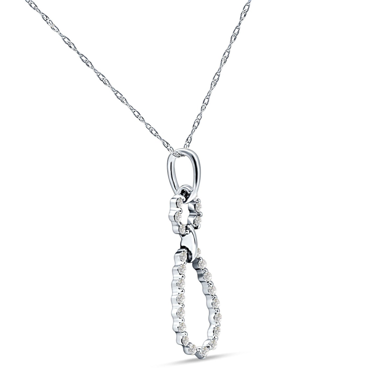 Dangling Diamond Teardrop Necklace 14K White Gold 0.19ct Wholesale